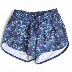 All In Motion Girls Floral Blue Athletic Shorts Size 6/7